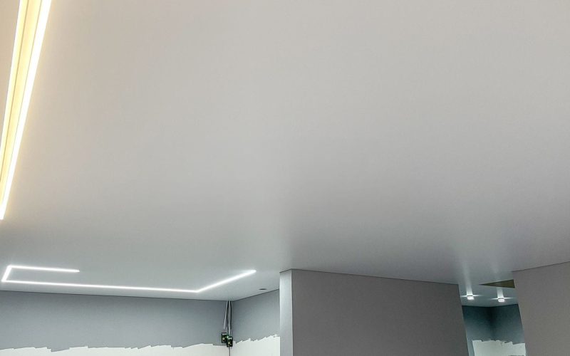 Натяжной потолок в зале 54 м2